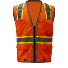 Load image into Gallery viewer, GSS 1702 – Safety Orange Surveyor Safety Vest | Front View 
