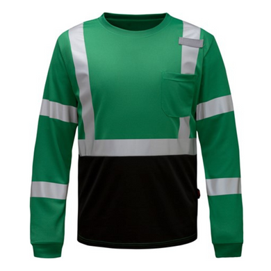 GSS 5136 - Forest Green Hi-Viz Long Sleeve Shirt | Front View