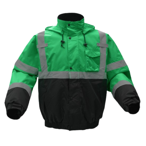 GSS 8016 - Green Hi-Viz Bomber Jacket | Front View