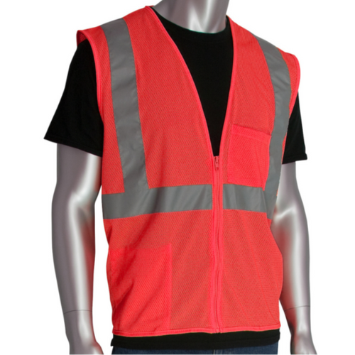 PIP 302-0702Z-RD - Red Safety Vest | Front View