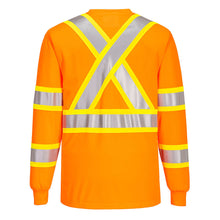 Load image into Gallery viewer, Portwest CA111 Safety Orange Hi-Vis Long Sleeve Shirt | Back View
