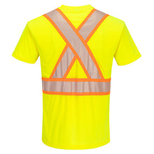 Load image into Gallery viewer, Portwest CA112 Safety Green High Visibility Shirt | Back View

