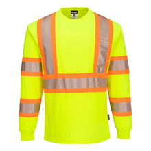 Load image into Gallery viewer, Portwest CA113 Safety Green Hi-Viz Long Sleeve Shirt | Front View
