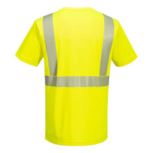Load image into Gallery viewer, Portwest L044 Safety Green Hi-Vis Short Sleeve Shirt | Back View
