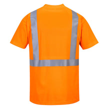 Load image into Gallery viewer, Portwest S190 Safety Orange Hi-Vis Short Sleeve Shirt | Back View
