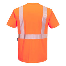 Load image into Gallery viewer, Portwest S196 Safety Orange Hi-Vis Short Sleeve Shirt | Back View
