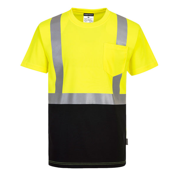 Portwest S358 Safety Green Nashville Hi-Viz Short Sleeve Shirt | Front View