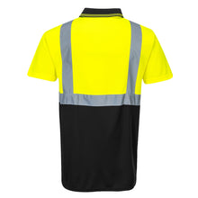 Load image into Gallery viewer, Portwest S479 Safety Green with Black Bottom Hi-Viz Short Sleeve Shirts | Back View
