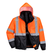 Load image into Gallery viewer, Portwest US365OBR - Safety Orange Hi-Viz Bomber Jacket | Front View
