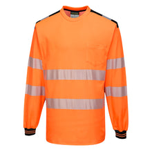 Load image into Gallery viewer, Portwest T185 Safety Orange Hi-Viz Long Sleeve Shirt | Front View
