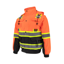 Load image into Gallery viewer, Radians SJ511B  Safety Orange Hi-Viz Bomber Jacket | Front View
