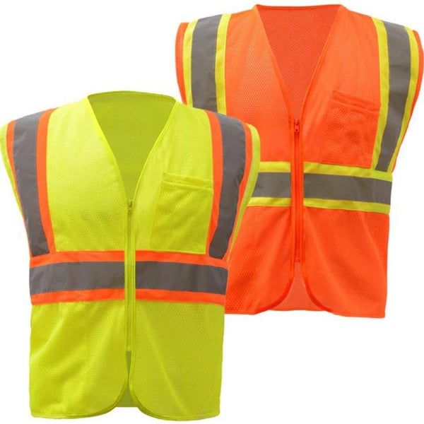 GSS 1005/1006 Class 2 Two-Tone Mesh Zipper Safety Vest | Hi-Viz.com
