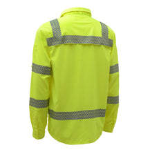 Load image into Gallery viewer, GSS 7505 - Safety Green Hi-Viz Button Down Shirts | Back Left View
