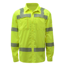 Load image into Gallery viewer, GSS 7505 - Safety Green Hi-Viz Button Down Shirts | Front View
