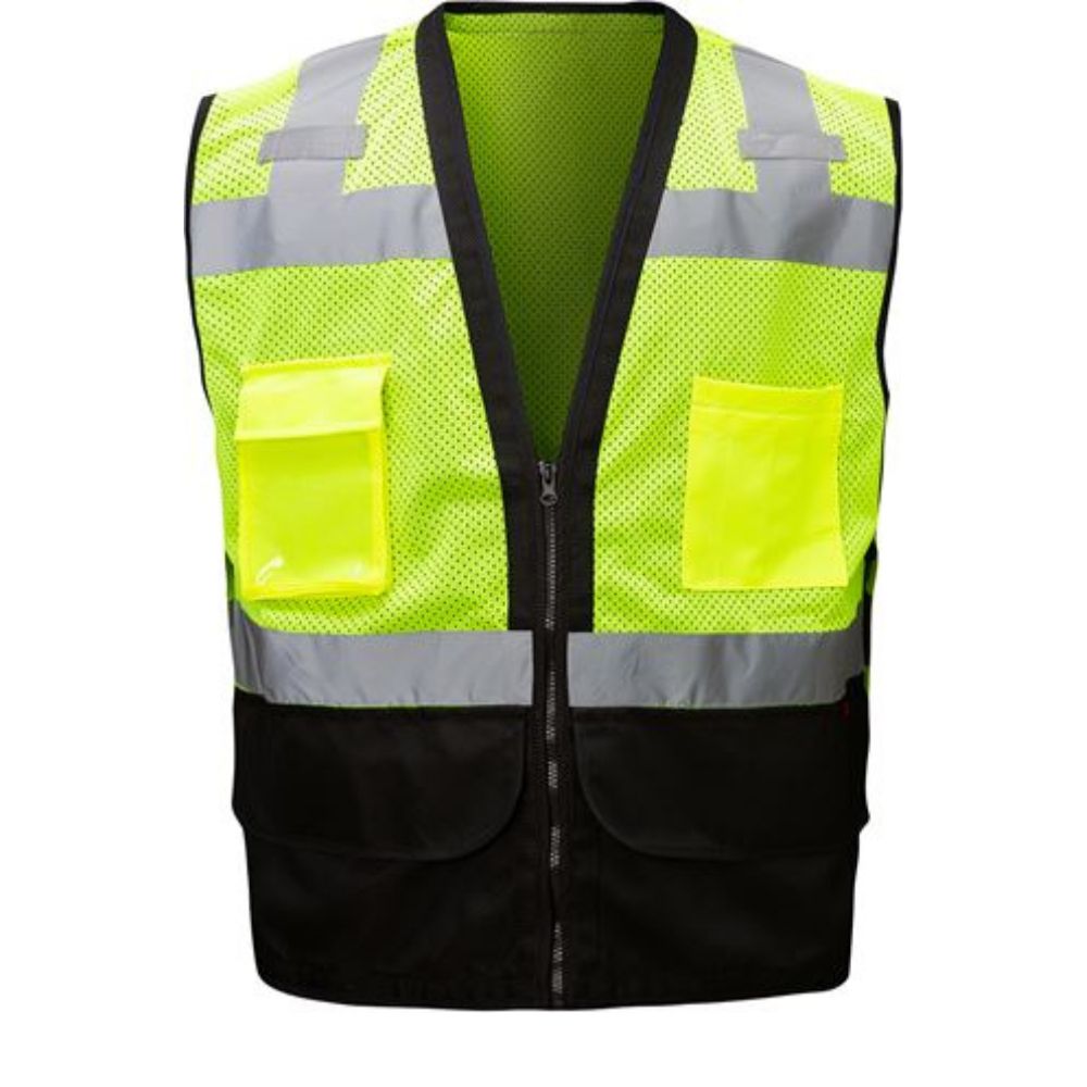 GSS 1201 – Safety Green Surveyor Safety Vest | Front View 