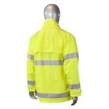 Load image into Gallery viewer, Radians RW25-3ZGV - Safety Green Hi-Viz Rain Jacket | Back Right View
