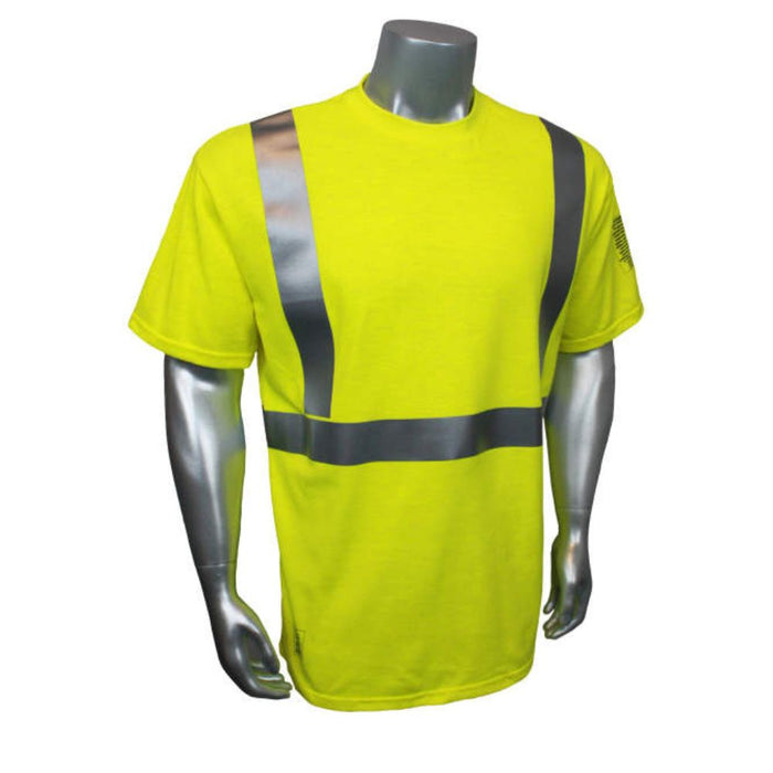 Radians LHV-FR-TS – Safety Green FR High Visibility Shirts | Front Right view 