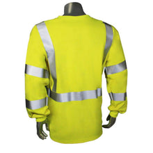 Load image into Gallery viewer, Radians LHV-FR-TS-LS-C3 – Safety Green FR High Visibility Shirts | Back Left view 
