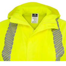 Load image into Gallery viewer, Radians RW12L – Safety Green Hi-Viz Rain Jackets | Neckline View 
