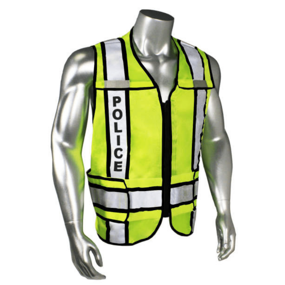 Radians LHV-207-3G-BLK-POL - Black Trim Police Safety Vest | Front Right View