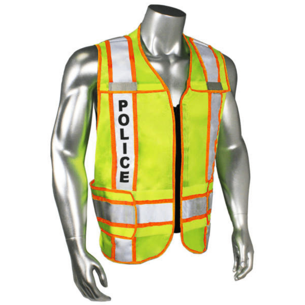 Radians LHV-207-3G-OG-POL - Orange Trim Police Safety Vest | Front Right View