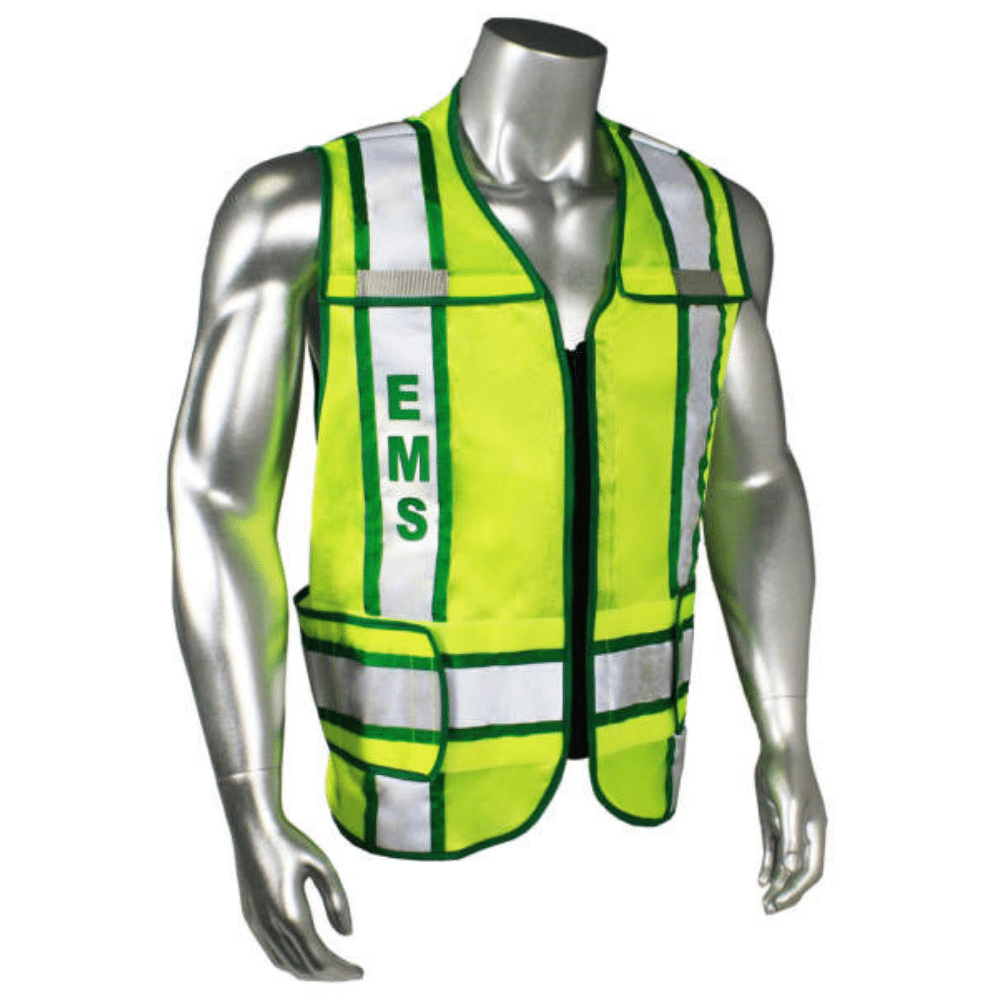 Adjustable Breakaway Safety Vest w/Green Trim - Made in USA | Hi
