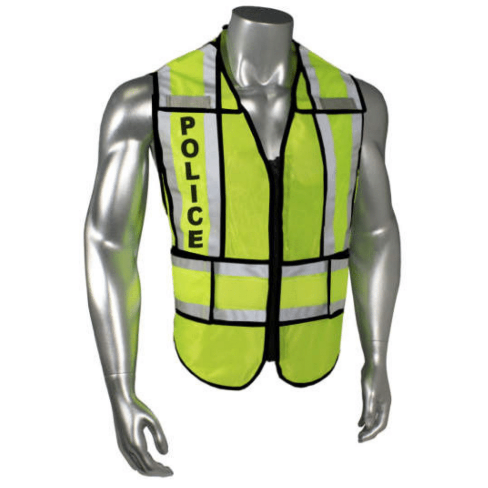 Radians LHV-207-SPT-BLK-POL - Black Trim Police Safety Vest | Front View