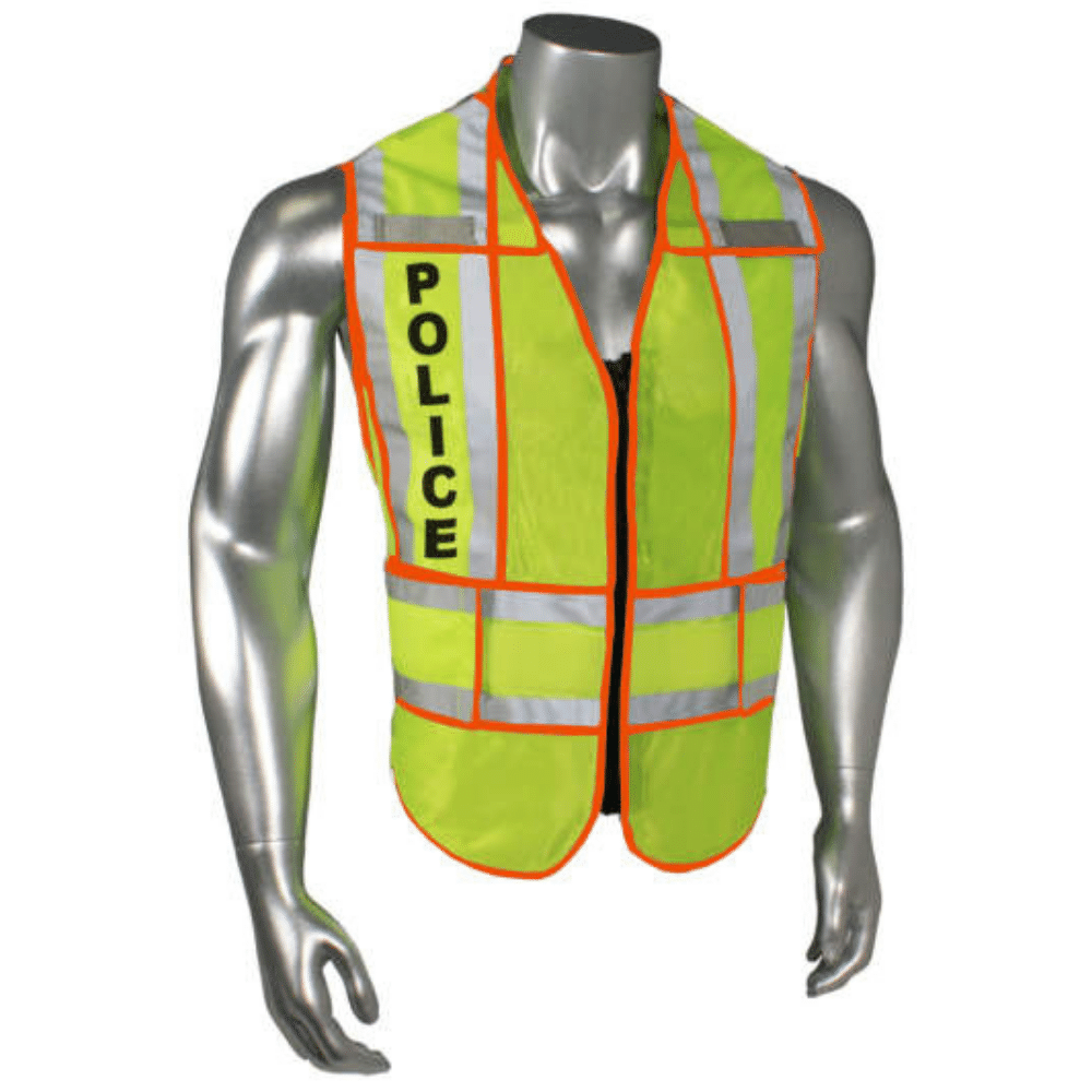 Radians LHV-207-OSPT-POL - Orange Trim Police Safety Vest | Front View