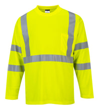 Load image into Gallery viewer, Portwest S191YER - Safety Green Hi-Viz Long Sleeve Shirt | Front View

