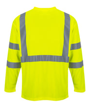 Load image into Gallery viewer, Portwest S191YER - Safety Green Hi-Viz Long Sleeve Shirt | Back View
