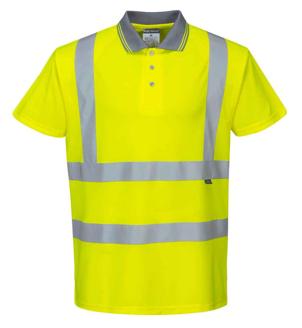 Portwest S477YER - Safety Green Hi-Viz Polo Shirt | Front View