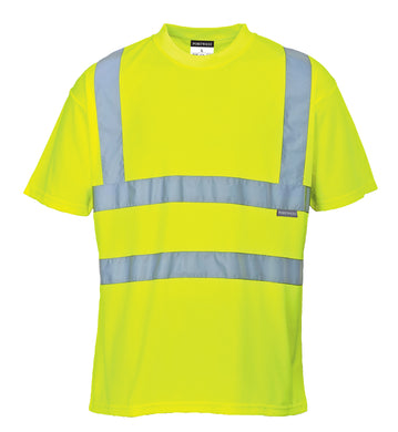 Portwest S478YER - Safety Green Hi-Viz Short Sleeve Shirts | Front View
