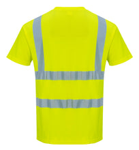Load image into Gallery viewer, Portwest S478YER - Safety Green Hi-Viz Short Sleeve Shirts | Back View

