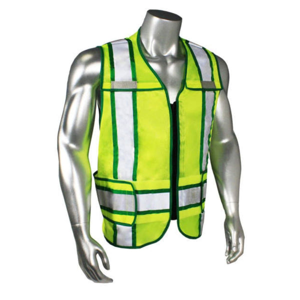Adjustable Breakaway Safety Vest w/Green Trim - Made in USA | Hi