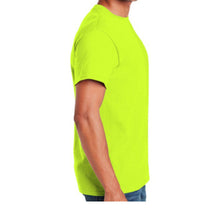 Load image into Gallery viewer, Gildan 5000 – Safety Green Hi-Viz Short Sleeve Shirt | Side View 
