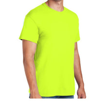 Load image into Gallery viewer, Gildan 8000 – Safety Green Hi-Viz Short Sleeve Shirt | Front Right View 
