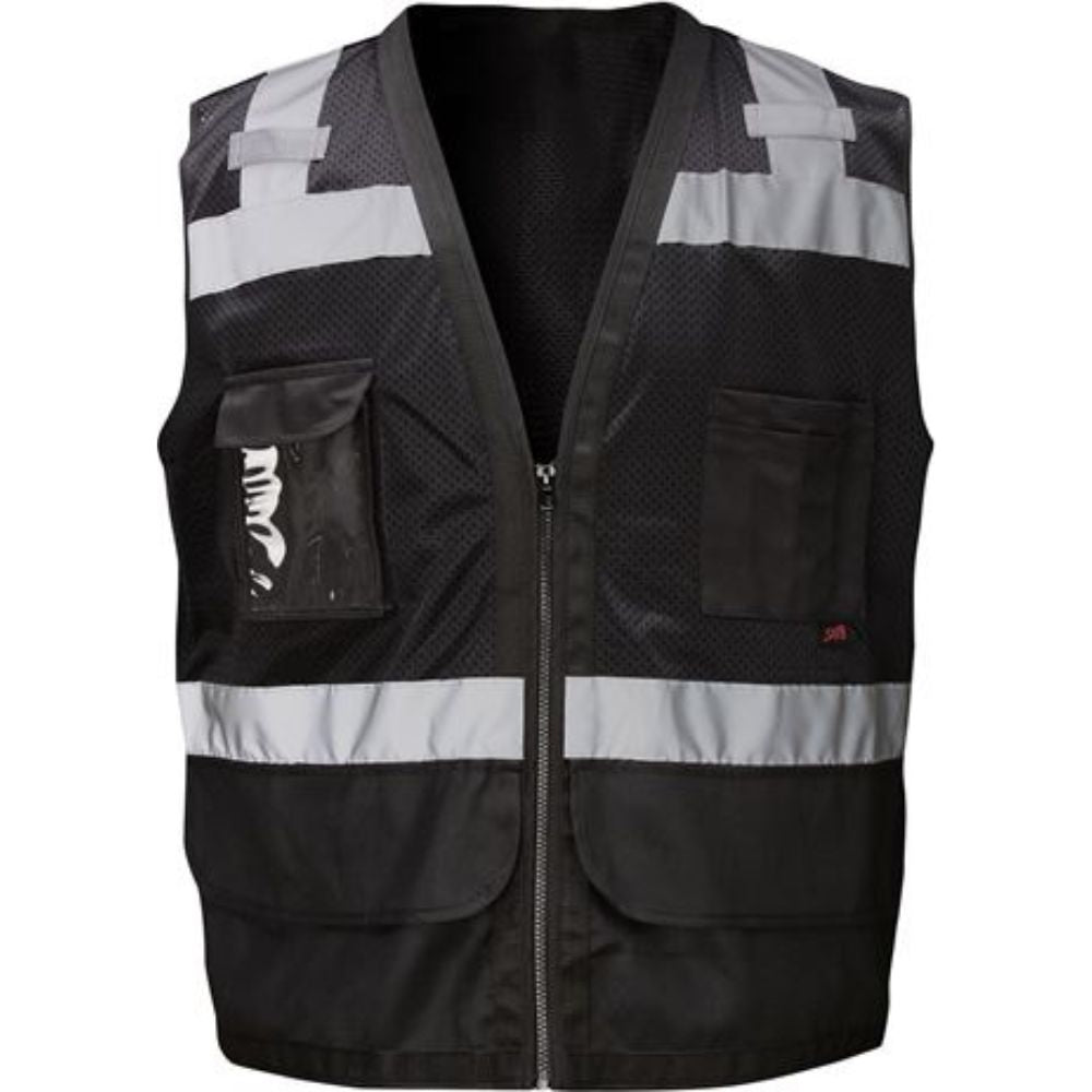 GSS 1205 – Black Safety Vest | Front View 