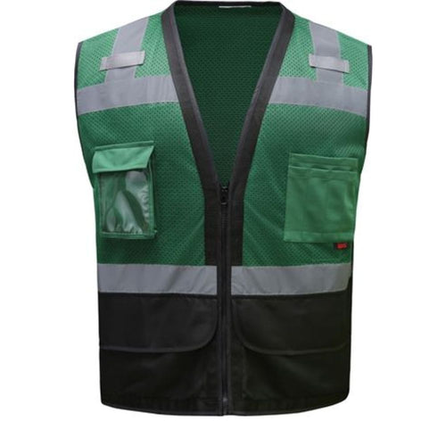 GSS 1206 - Green Safety Vest | Front View 