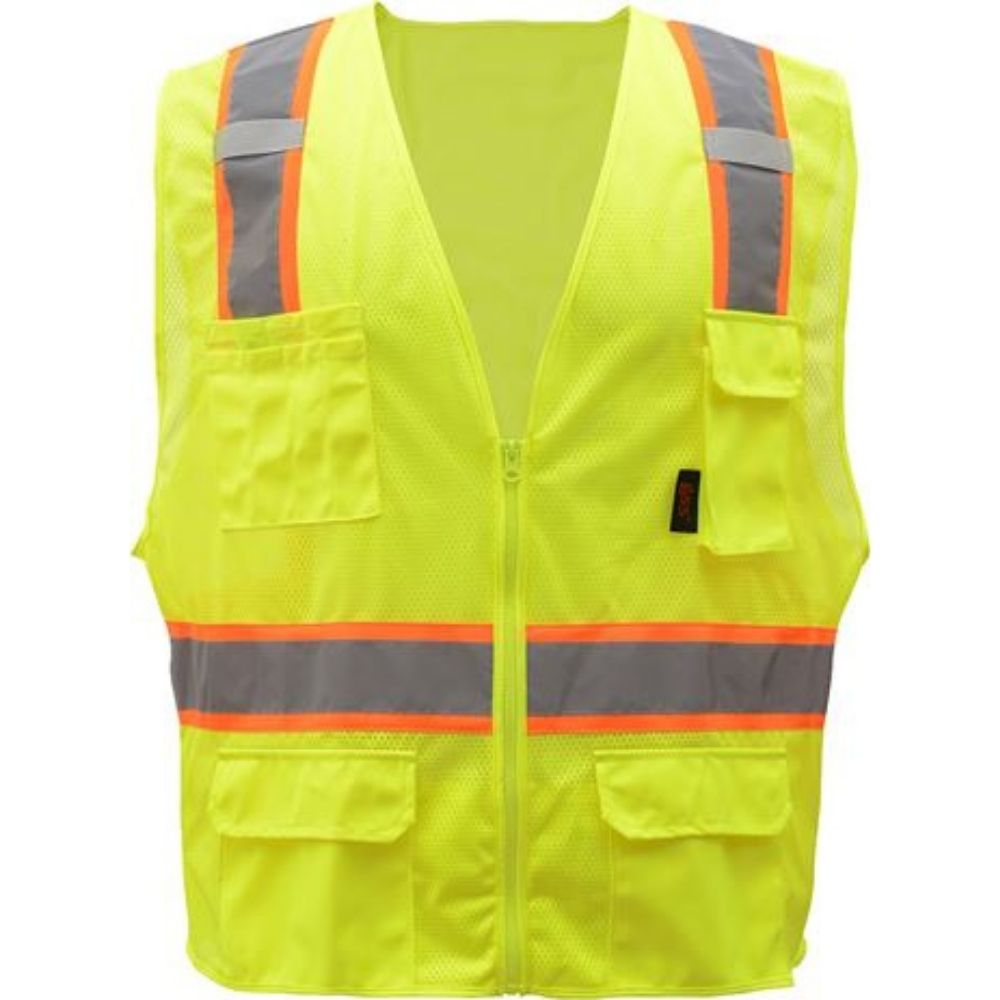 GSS 1501 – Safety Green Surveyor Safety Vest | Front View 