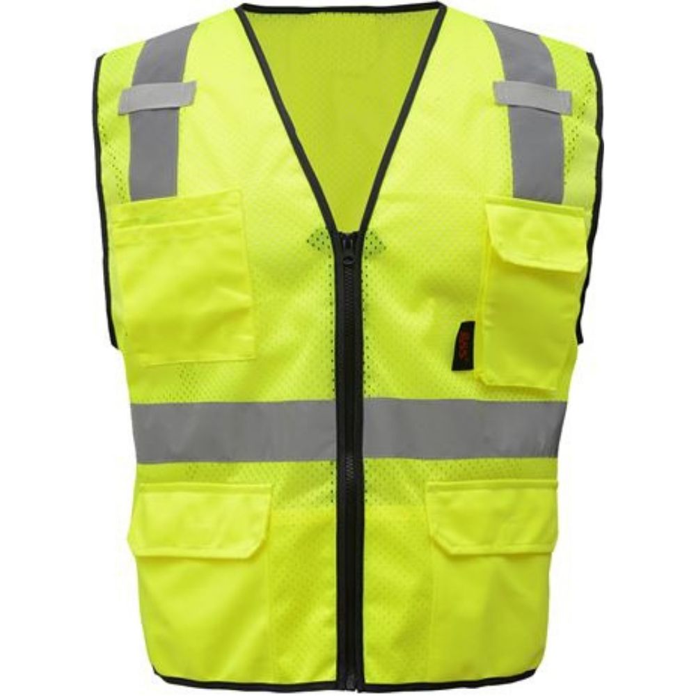 Work King Men's Hi Vis Safety Surveyor Vest Outerwear, Fluorescent...