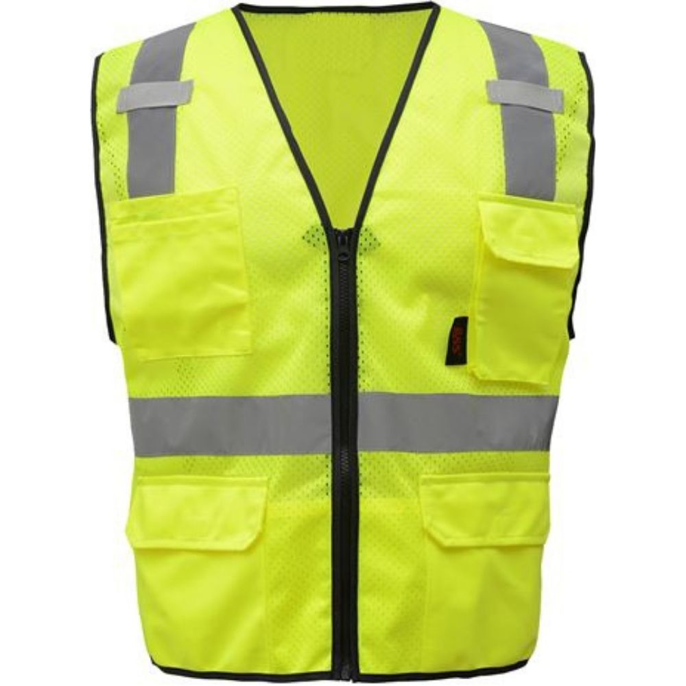 GSS 1505 – Safety Green Surveyor Safety Vest | Front View 