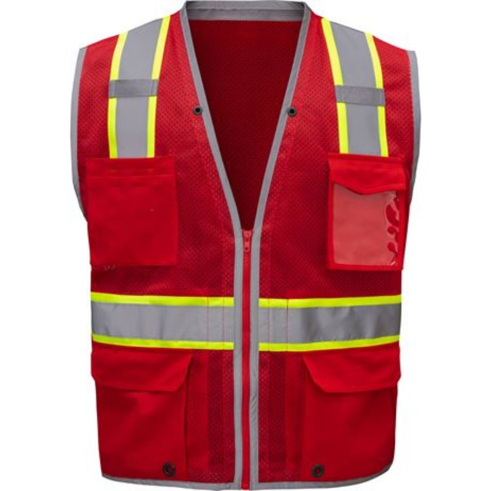 GSS 1714 - Red Safety Vests | Front View    