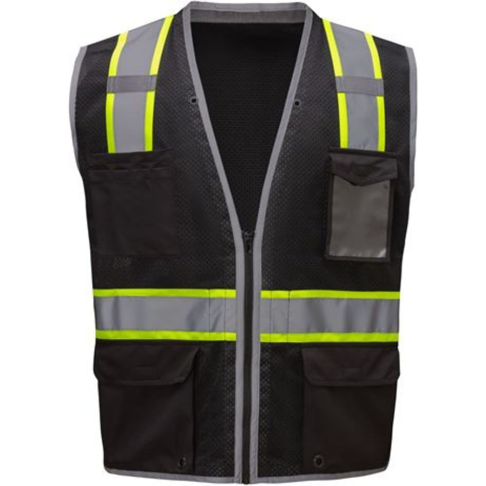 GSS 1715 – Black Safety Vest | Front View 