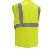 Load image into Gallery viewer, GSS 1801 – Safety Green Breakaway Safety Vest | Back Left View 
