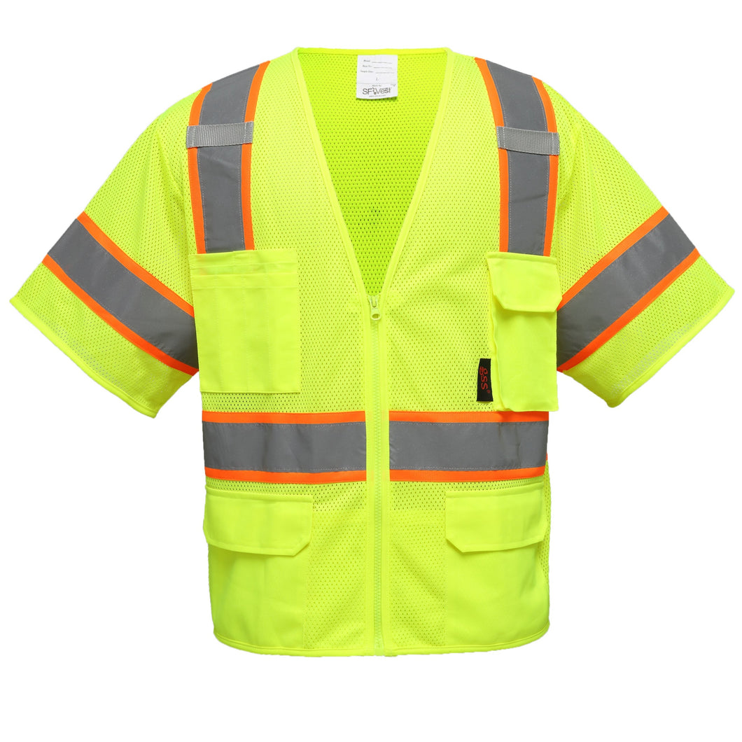 GSS 2503 - Safety Green ANSI Class 3 Safety Vest | Front View