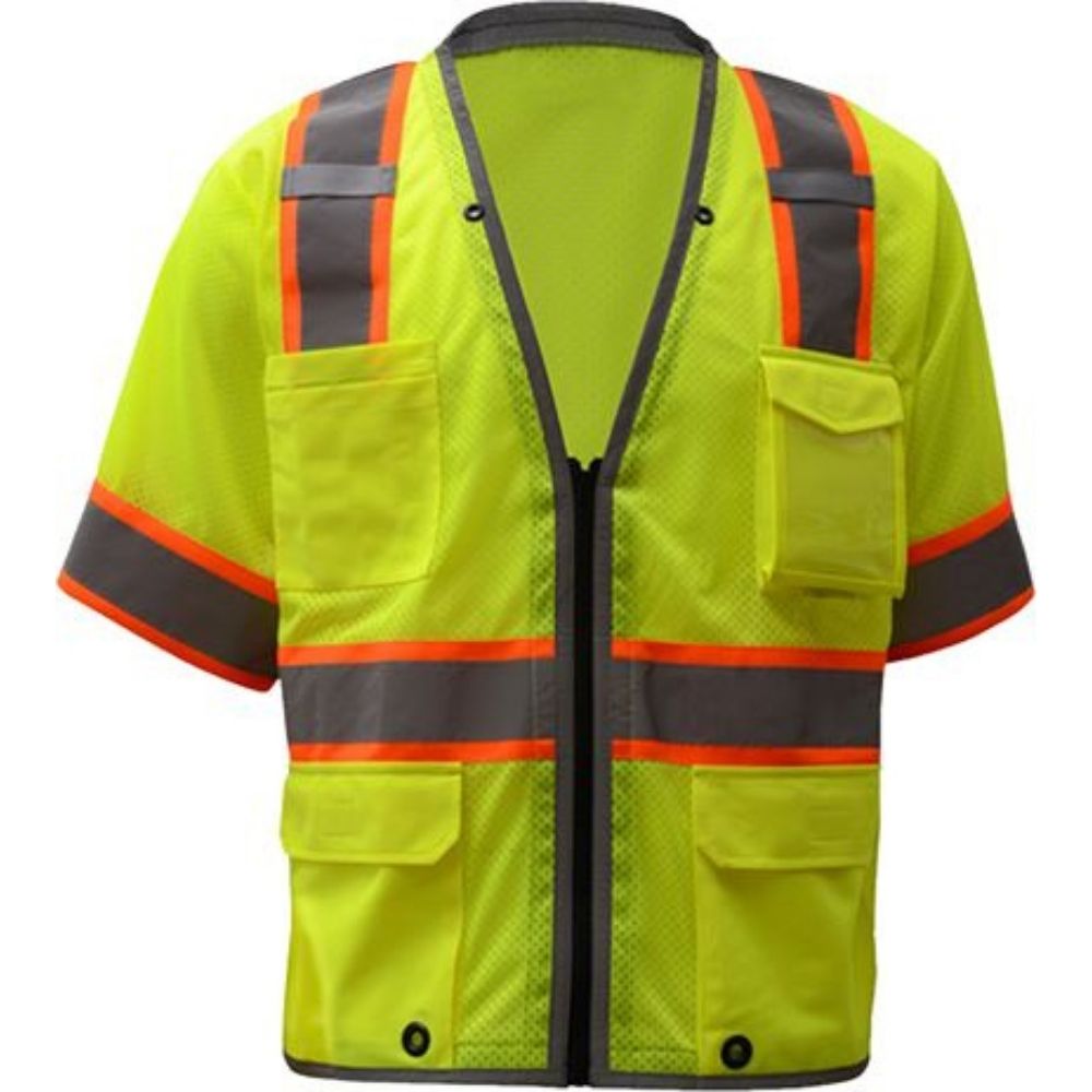GSS 2701 – Safety Green Surveyor Safety Vest | Front View 