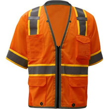 Load image into Gallery viewer, GSS 2702 – Safety Orange Surveyor Safety Vest | Front View       
