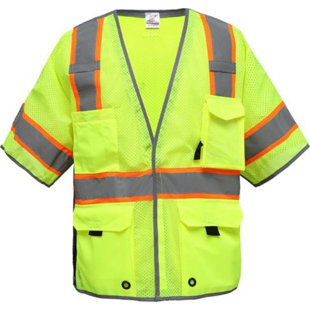 GSS 2705 – Safety Green ANSI Class 3 Safety Vest | Front View 