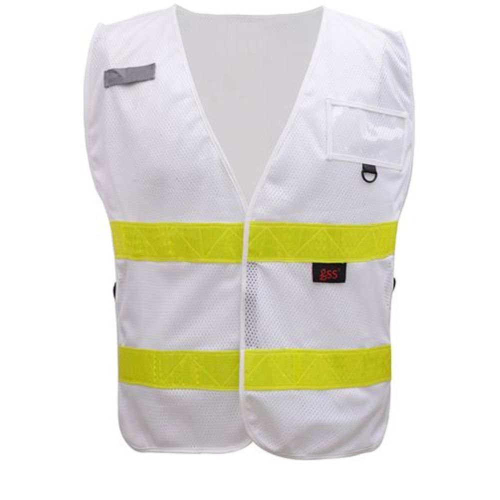 GSS 3118 – White Safety Vest | Front View 