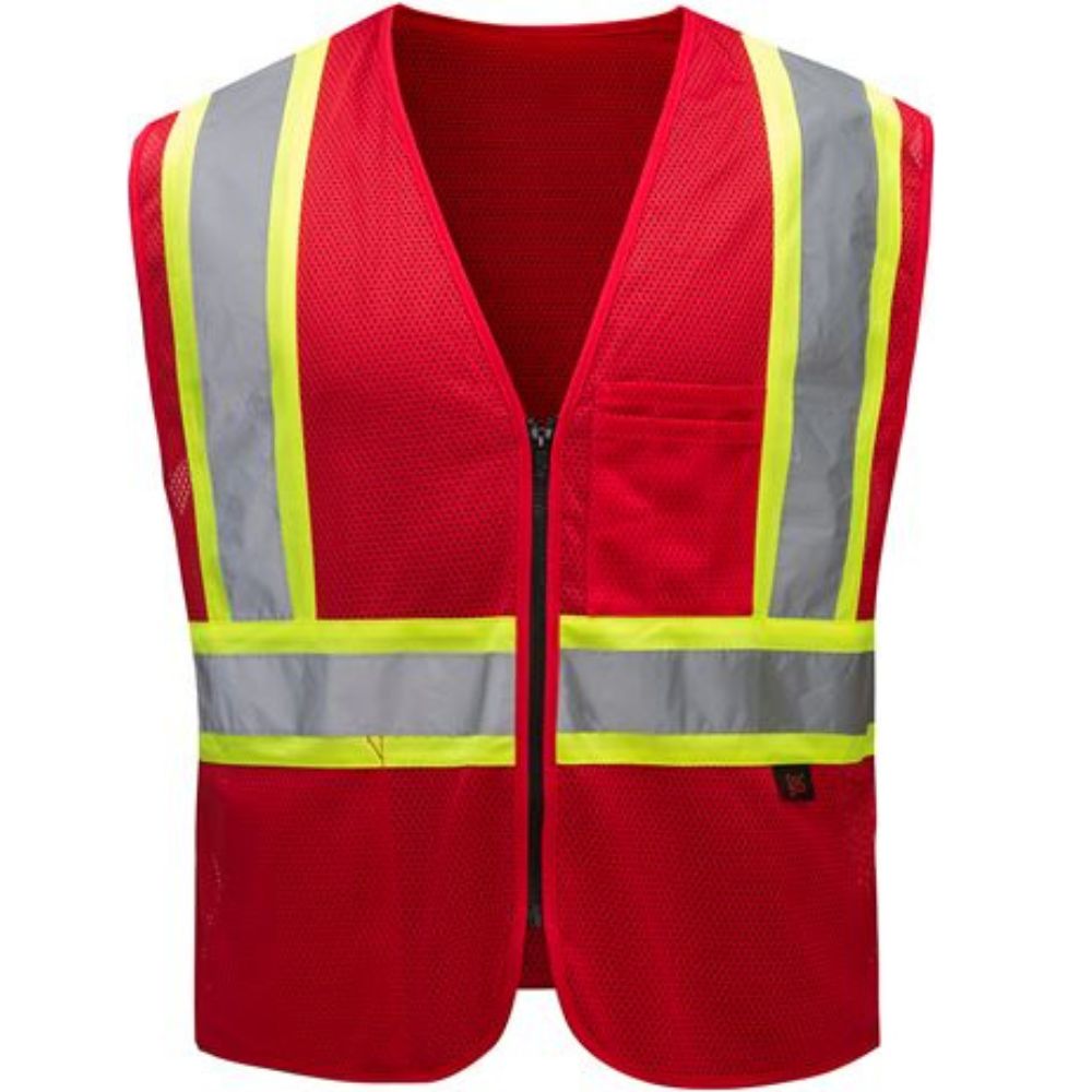 GSS 3134 - Red Enhanced Visibility Safety Vest  Front View